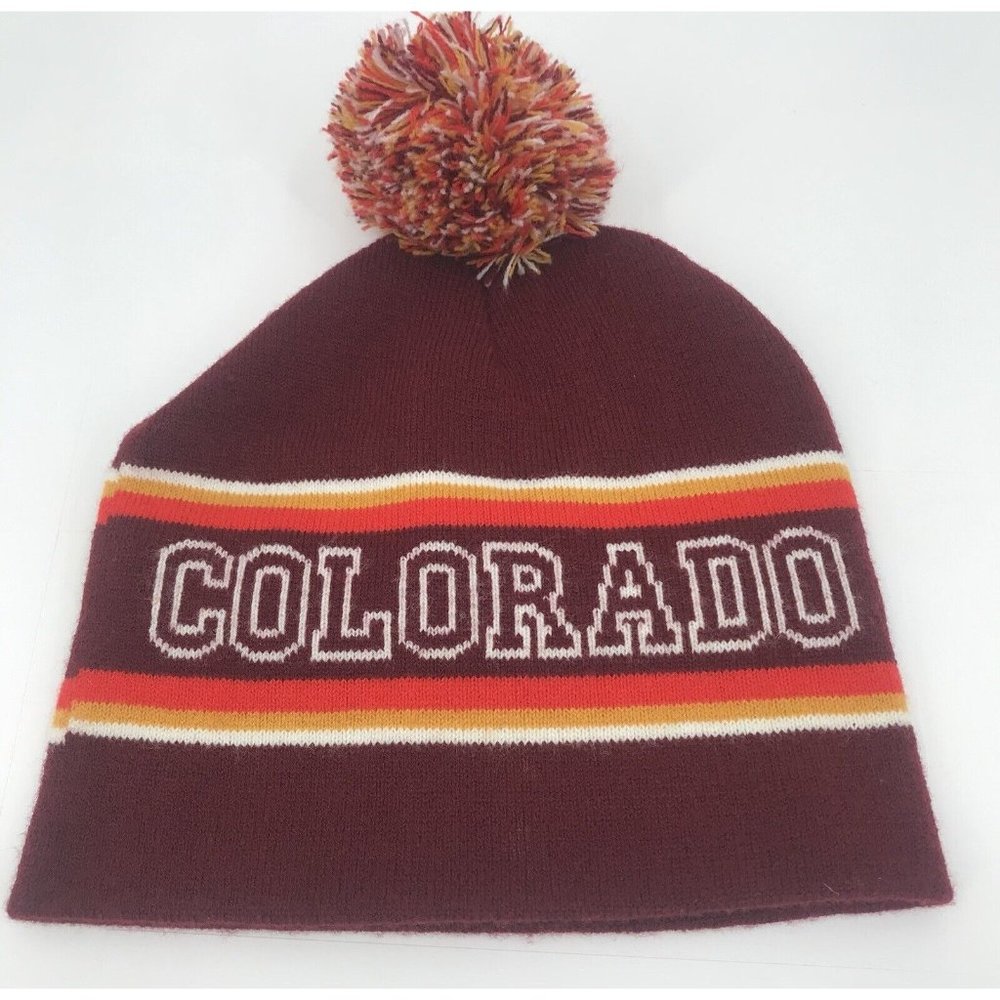 Colorado Beanie Hat Cap Pom Pom Vintage Look